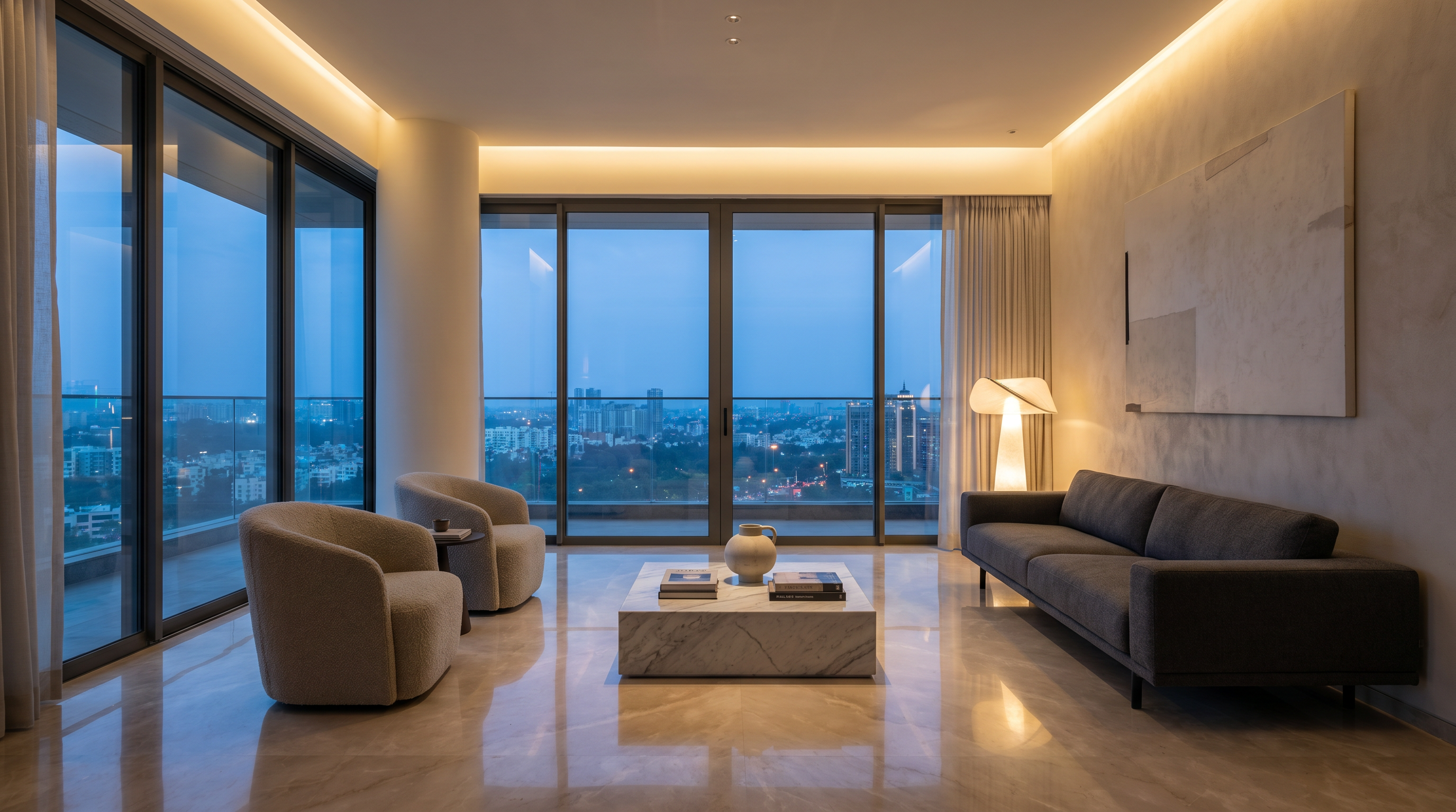 Sobha One World luxury apartment interior with city view and premium finishes